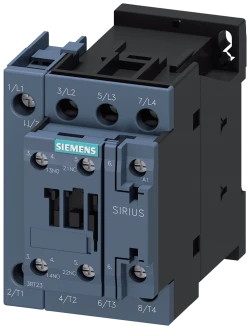 Siemens-3RT2325-1AP00  AC-1, 35 A/400 V/40 °C, S0, 4 kutuplu, 230 V AC/50 Hz, 1 NO+1 NK, vidalı terminal Kontaktör